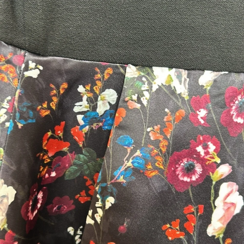 alice + olivia‎ Amie Fall Garden Print Black Long Sleeve Fit Flare Dress Sz 6 - Picture 10 of 16